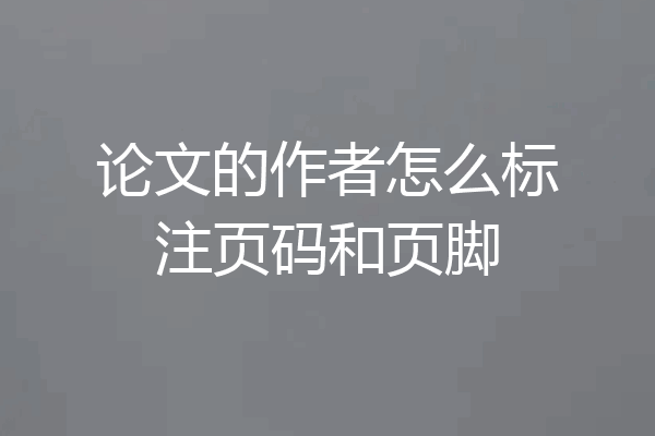 论文的作者怎么标注页码和页脚
