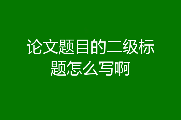 论文题目的二级标题怎么写啊