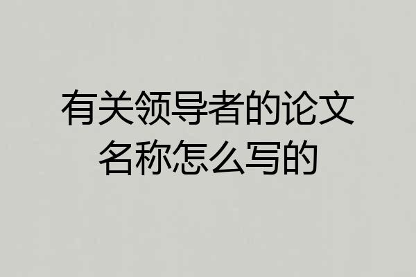 有关领导者的论文名称怎么写的