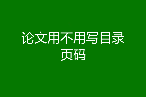论文用不用写目录页码
