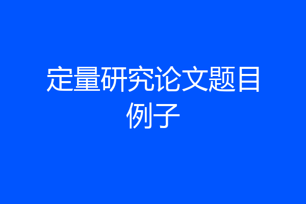 定量研究论文题目例子