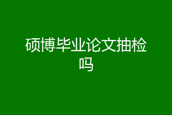 硕博毕业论文抽检吗