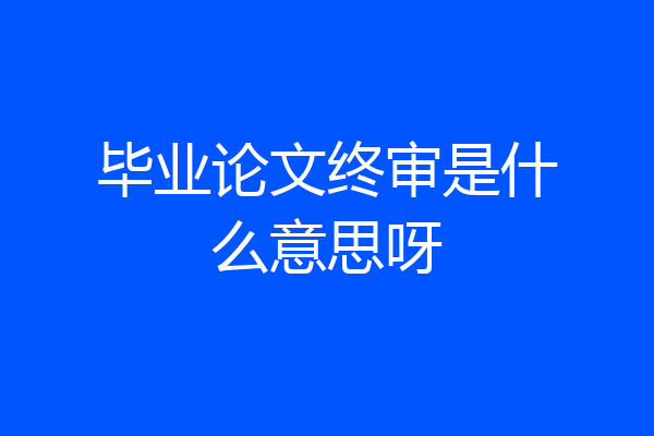 毕业论文终审是什么意思呀