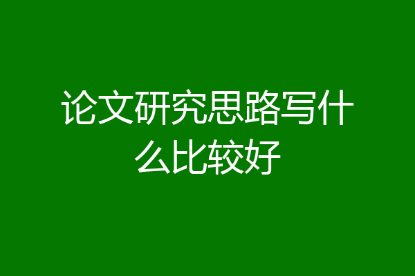 论文研究思路写什么比较好