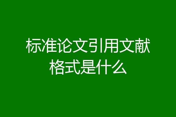 标准论文引用文献格式是什么