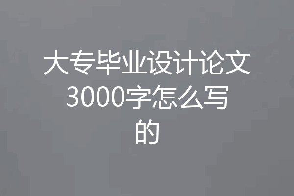 大专毕业设计论文3000字怎么写的