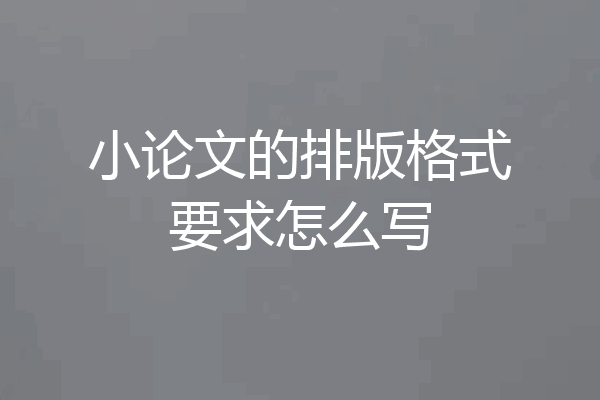 小论文的排版格式要求怎么写