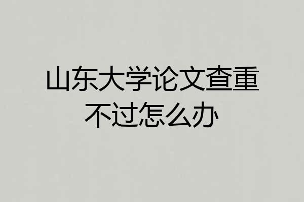 山东大学论文查重不过怎么办