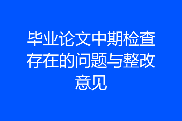 毕业论文中期检查存在的问题与整改意见