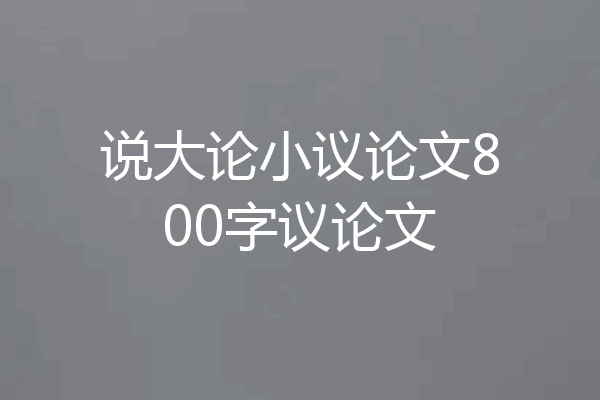 说大论小议论文800字议论文