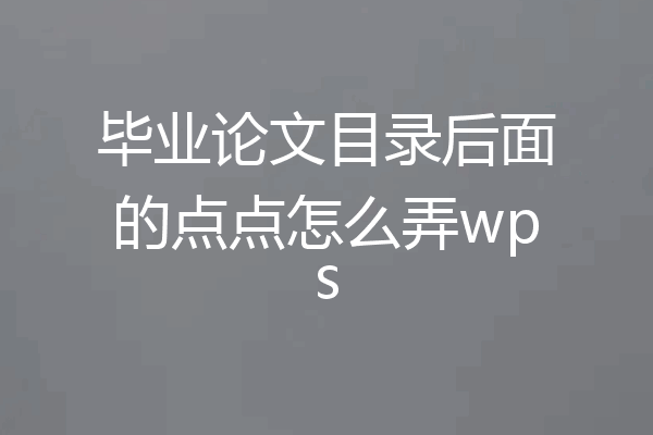 毕业论文目录后面的点点怎么弄wps