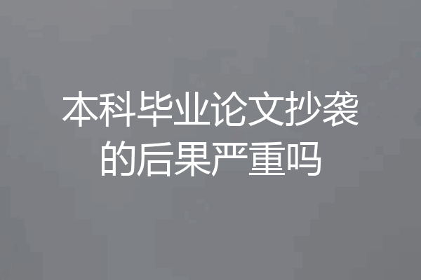 本科毕业论文抄袭的后果严重吗