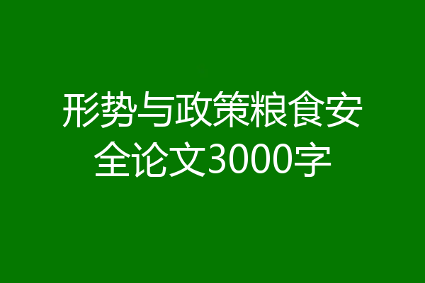 形势与政策粮食安全论文3000字