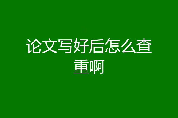 论文写好后怎么查重啊