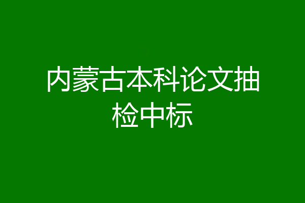 内蒙古本科论文抽检中标