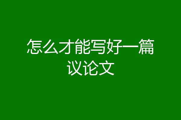 怎么才能写好一篇议论文