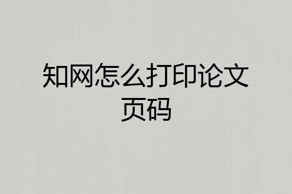 知网怎么打印论文页码