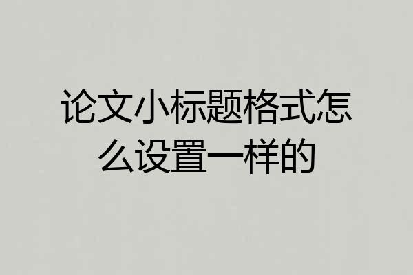 论文小标题格式怎么设置一样的