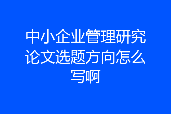 中小企业管理研究论文选题方向怎么写啊