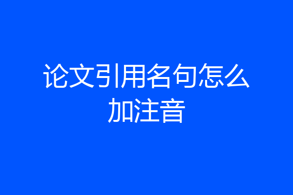 论文引用名句怎么加注音