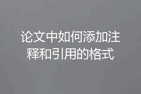 论文中如何添加注释和引用的格式