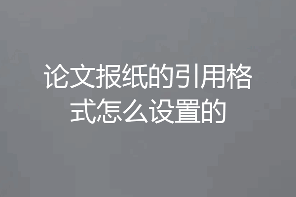 论文报纸的引用格式怎么设置的