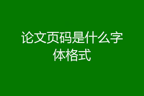 论文页码是什么字体格式