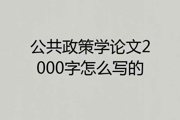 公共政策学论文2000字怎么写的