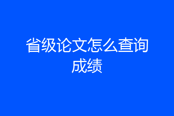 省级论文怎么查询成绩