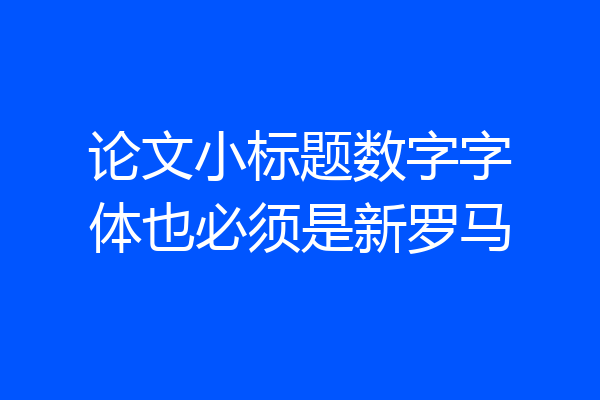 论文小标题数字字体也必须是新罗马