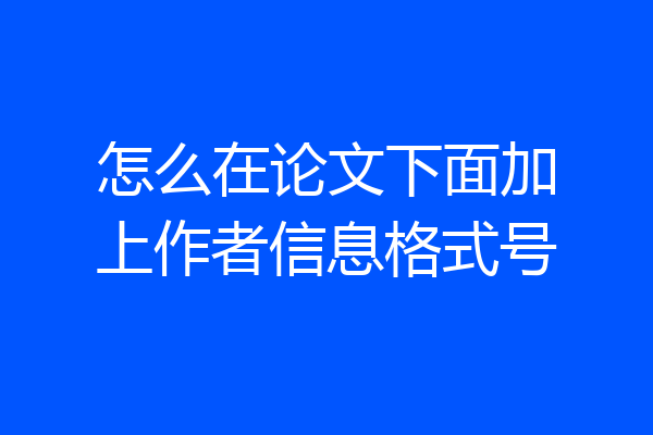 怎么在论文下面加上作者信息格式号