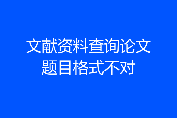 文献资料查询论文题目格式不对