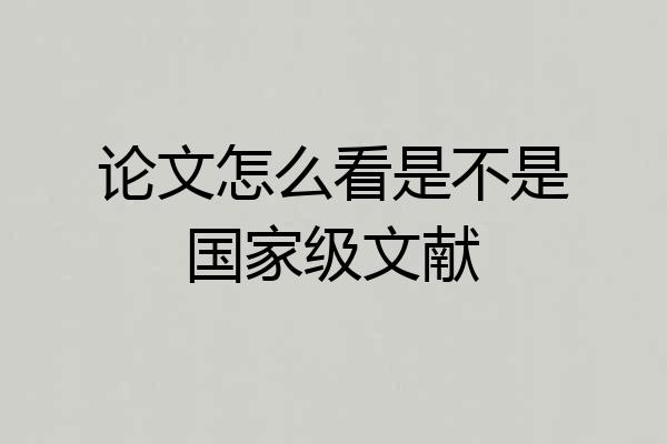 论文怎么看是不是国家级文献