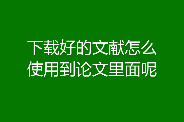 下载好的文献怎么使用到论文里面呢
