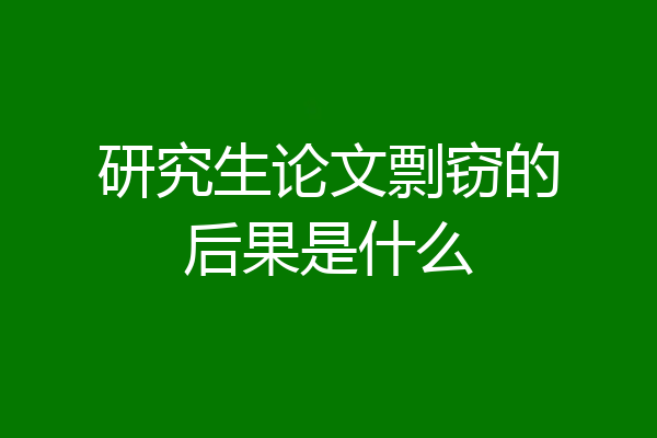 研究生论文剽窃的后果是什么