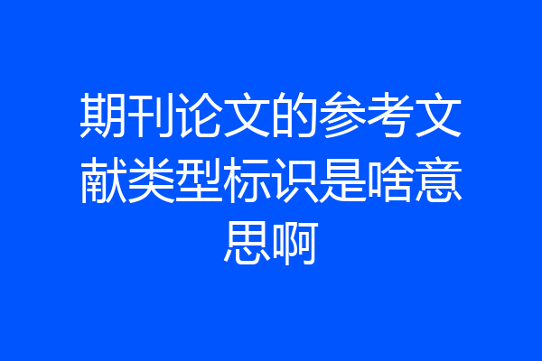 期刊论文的参考文献类型标识是啥意思啊