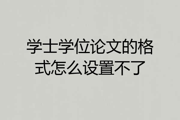 学士学位论文的格式怎么设置不了