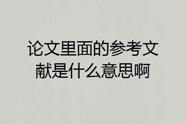 论文里面的参考文献是什么意思啊