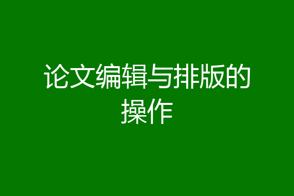 论文编辑与排版的操作
