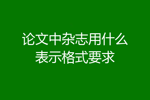 论文中杂志用什么表示格式要求