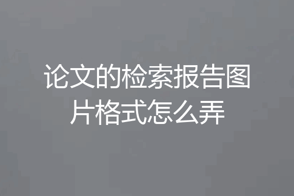 论文的检索报告图片格式怎么弄