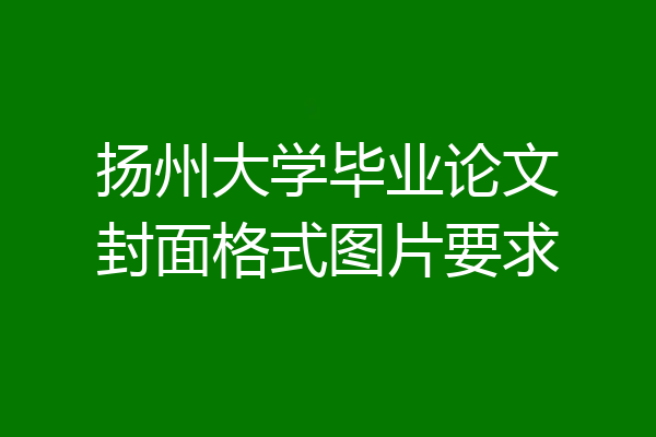 扬州大学毕业论文封面格式图片要求