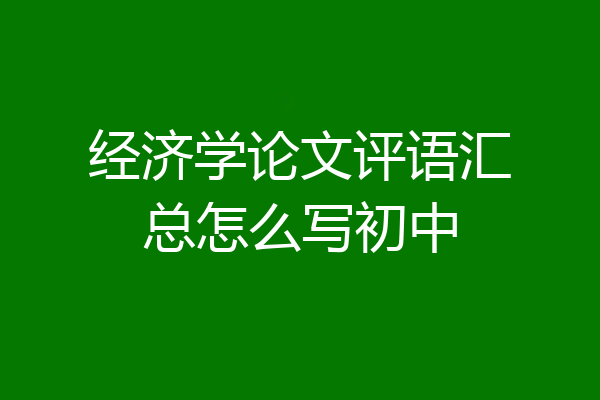 经济学论文评语汇总怎么写初中