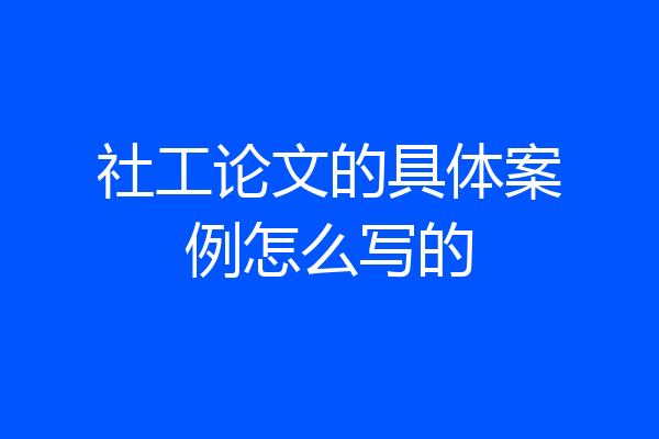 社工论文的具体案例怎么写的