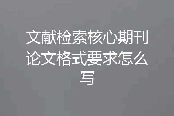 文献检索核心期刊论文格式要求怎么写