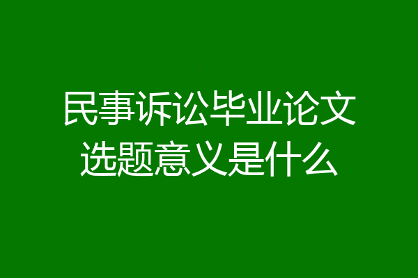 民事诉讼毕业论文选题意义是什么