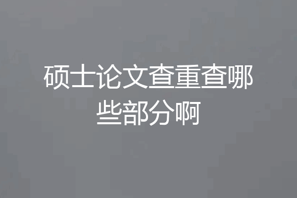 硕士论文查重查哪些部分啊