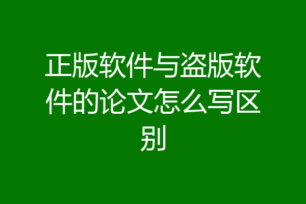正版软件与盗版软件的论文怎么写区别