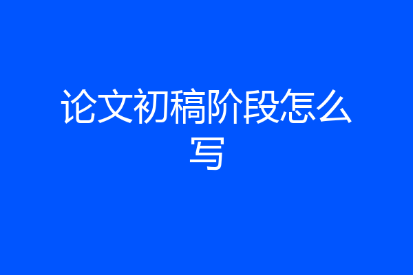 论文初稿阶段怎么写