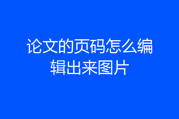 论文的页码怎么编辑出来图片